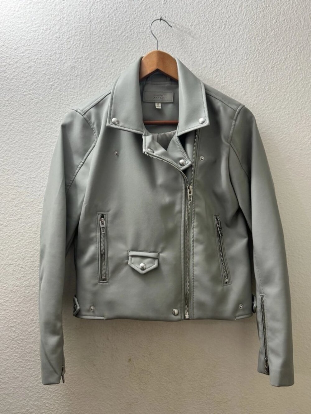 BLANKNYC Faux Leather Cropped Jacket Asymmetric Zip